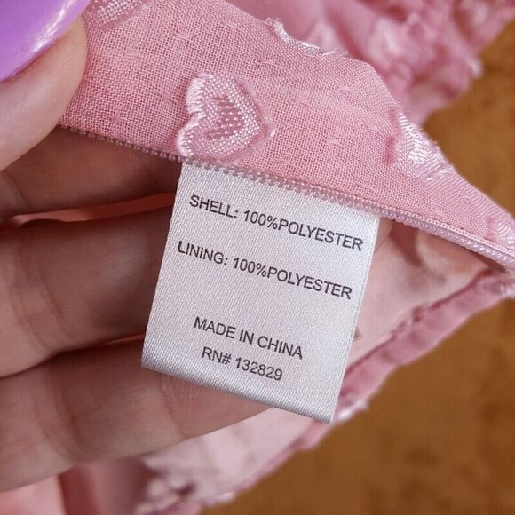 PRIVACY PLEASE Womens Top Medium Pink Off Shoulder Hearts Swiss Dot CELINE - Picture 6 of 7